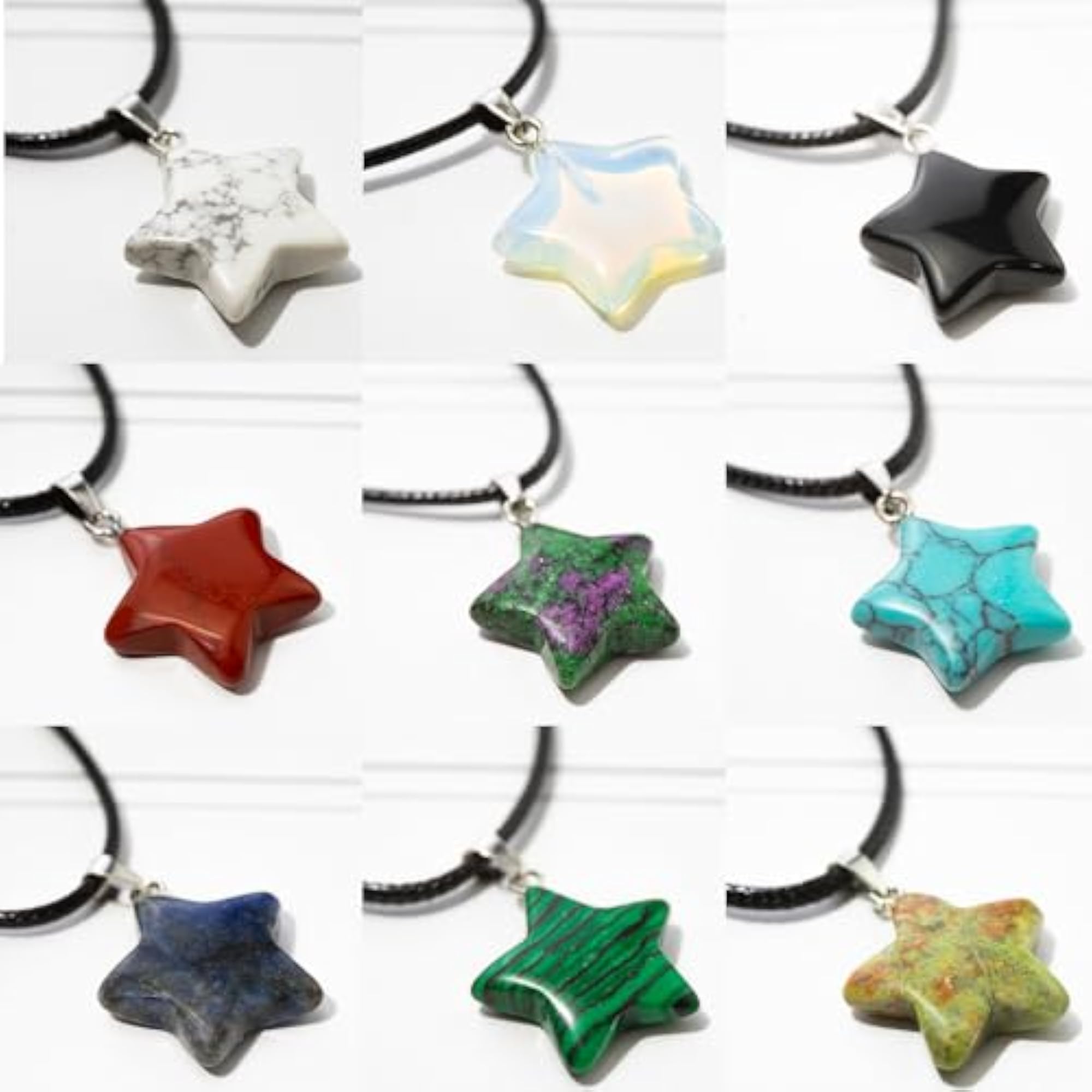 Crystal Five-Pointed Star Pendant Necklace, Healing Accessory
